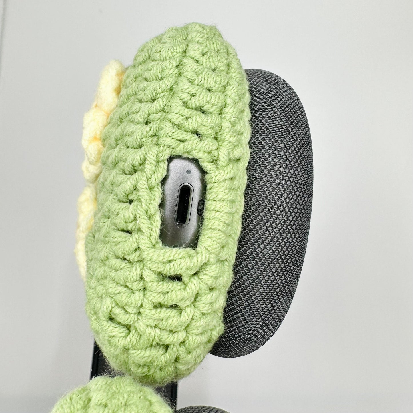 Crochet AirPod Max Cover- Lacy Yellow Flower