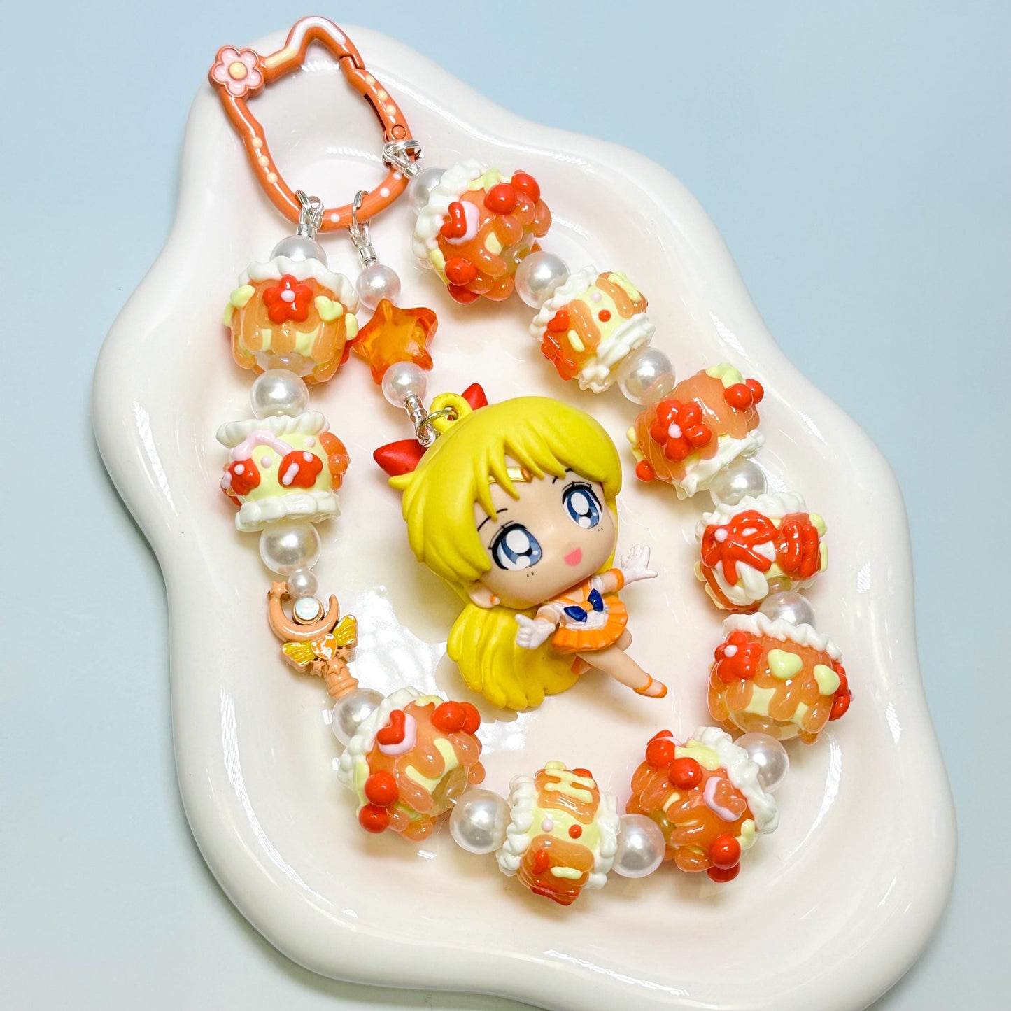Sailor Scouts Dolls with Hand Painted Bead Phone Strap | Purse Chain