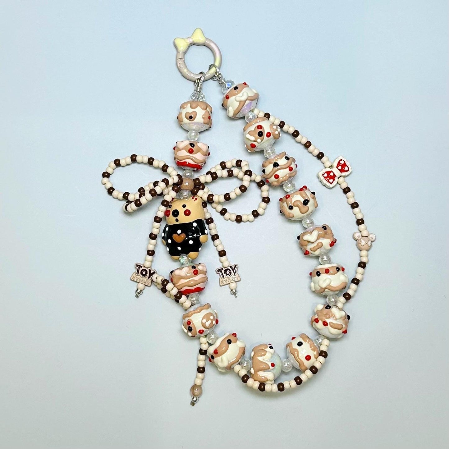 Brown Bear Hand Painted Bead Keychain | Bag charm | Phone charm | Handmade Beads | Popmart Bead | Sanrio Beads