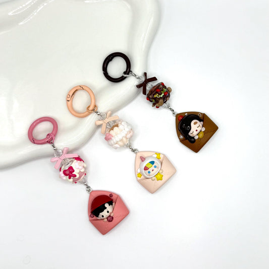 Love Letter series authentic Pop Bean Hand Painted Bead Keychain | Bag charm | Phone charm | Handmade Beads | Popmart Bead