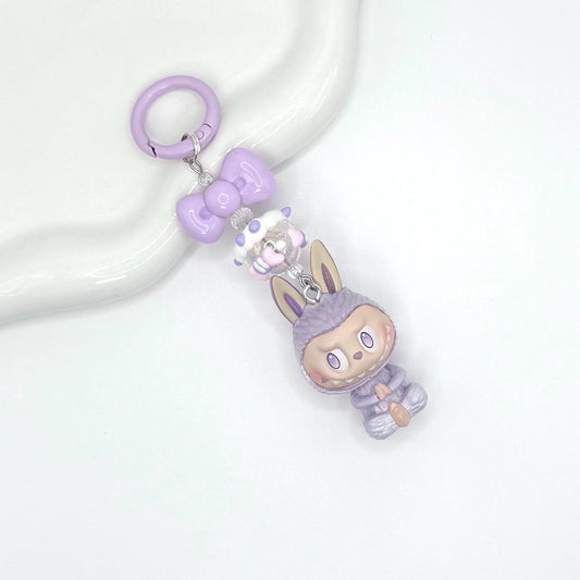 The Monsters Labubu zimomo figures with Hand Painted Bead Keychain | Bag charm | Phone charm | Handmade Beads | Popmart Bead