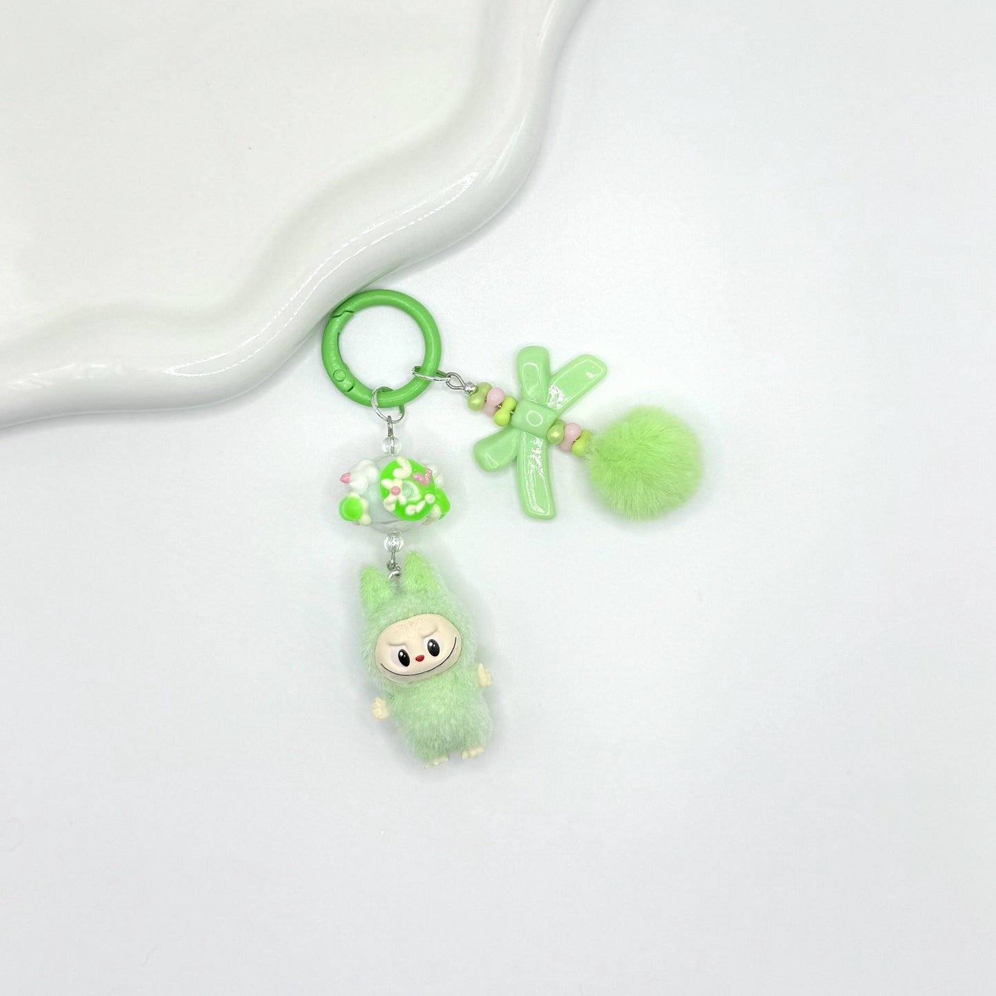 The Monsters Labubu Standing figures with Hand Painted Bead Keychain | Bag charm | Phone charm | Handmade Beads | Popmart Bead