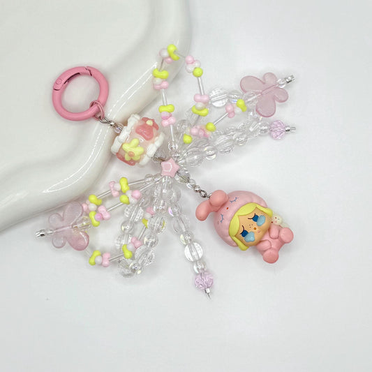 Pajama Party Series Authentic Pop Bean Hand Painted Bead Keychain | Bag charm | Phone charm | Handmade Beads | Popmart Bead