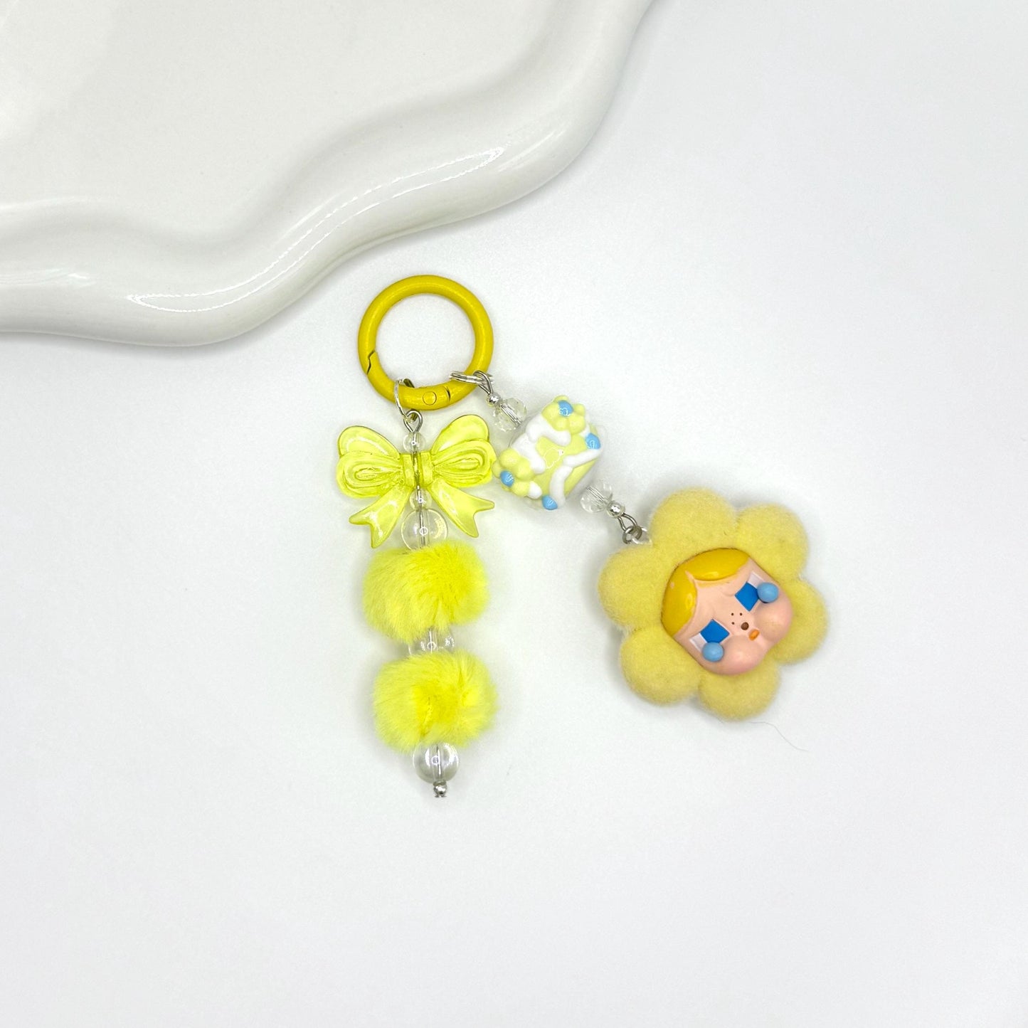 CryBaby Fuzzy Flower Mini Figure Double Strands Keychain | Bag Charm