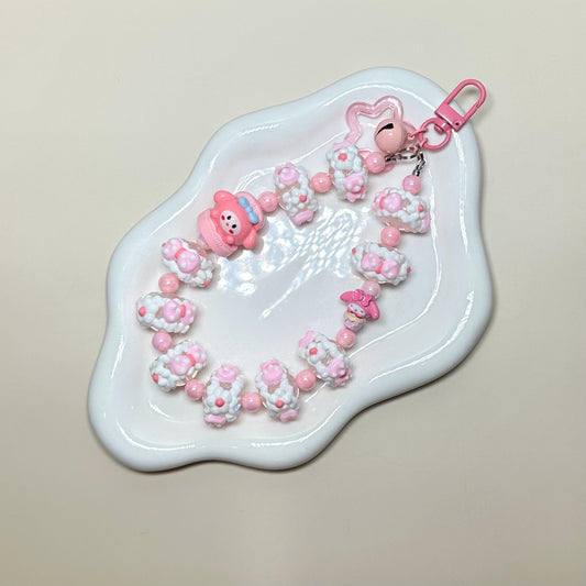 My Melody Sanrio inspired hand painted bead Phone Strap