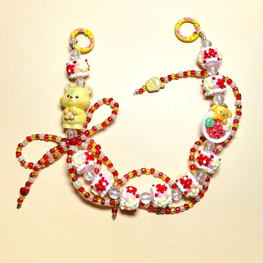Butter Bear Hand Painted Bead Keychain | Bag charm | Phone charm | Handmade Beads | Popmart Bead