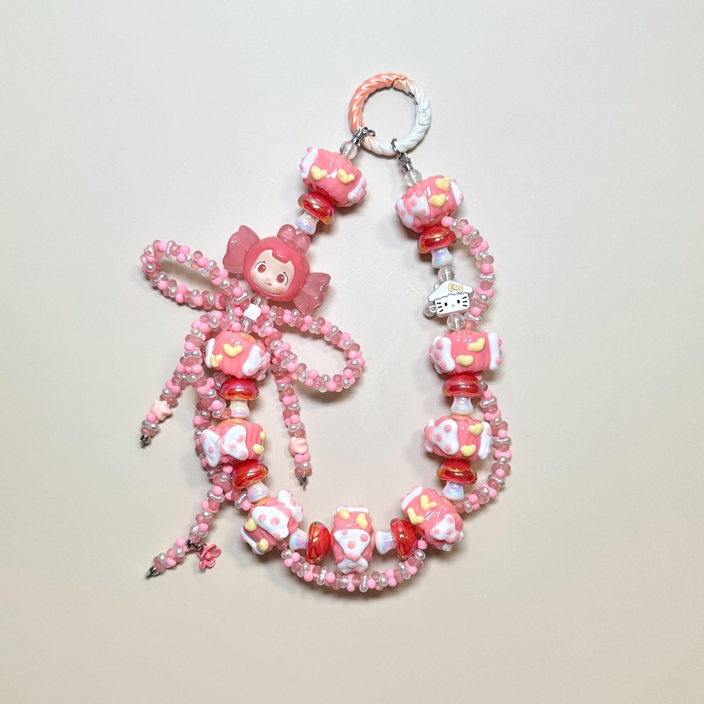 Coral Sugar Bean Hand Painted Bead Keychain | Bag charm | Phone charm | Handmade Beads | Popmart Bead