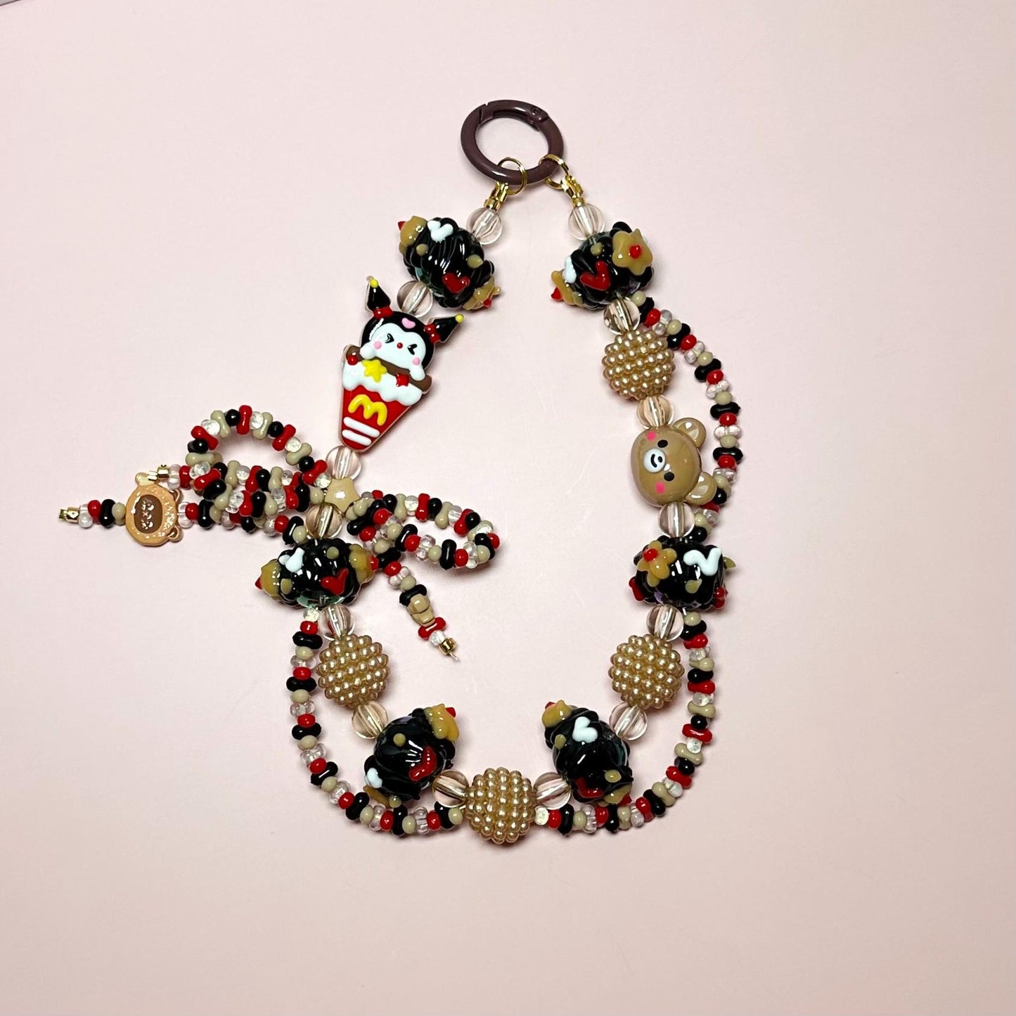Red and Brown Kuku inspired Hand Painted Car Hanger