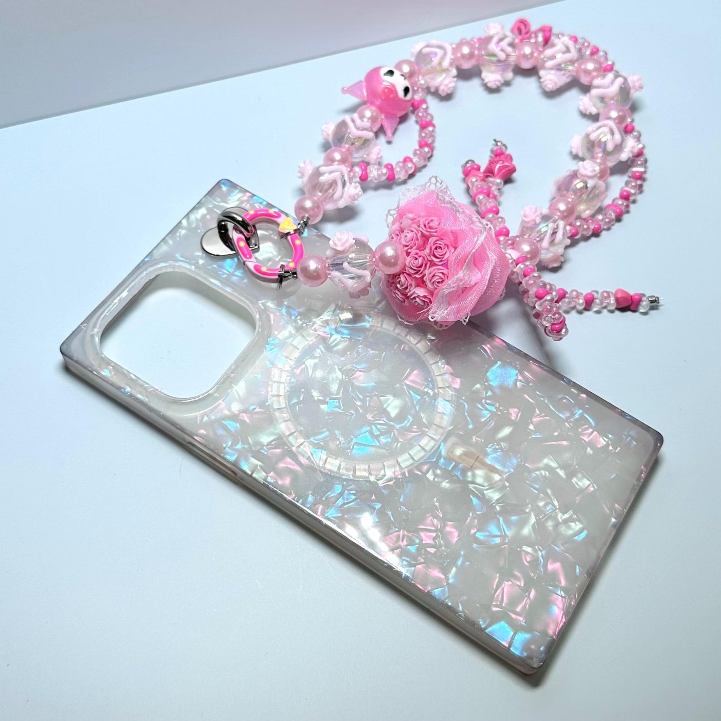 Pink Flower Bouquet Kuromi inspired Phone Strap | Bag Charm