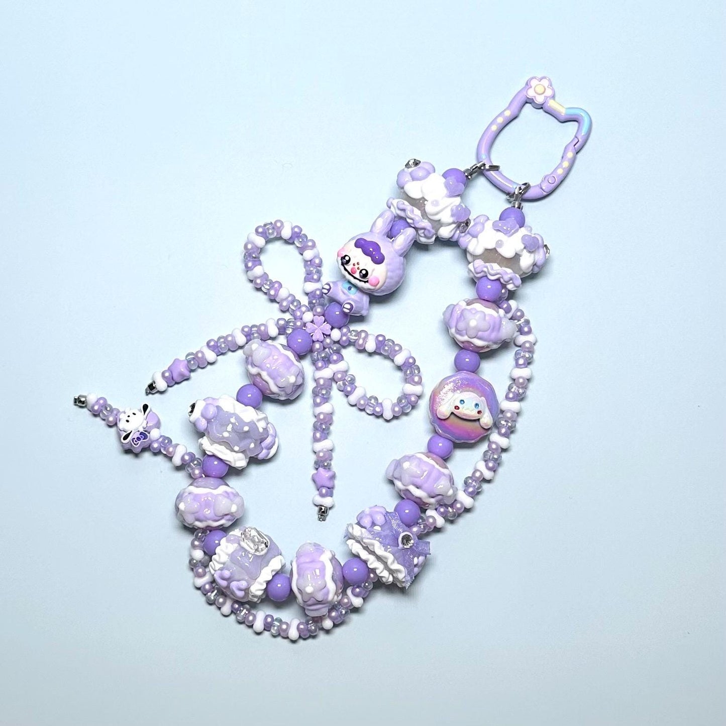 Purple and White Labubu Hand Painted phone strap | bag charm
