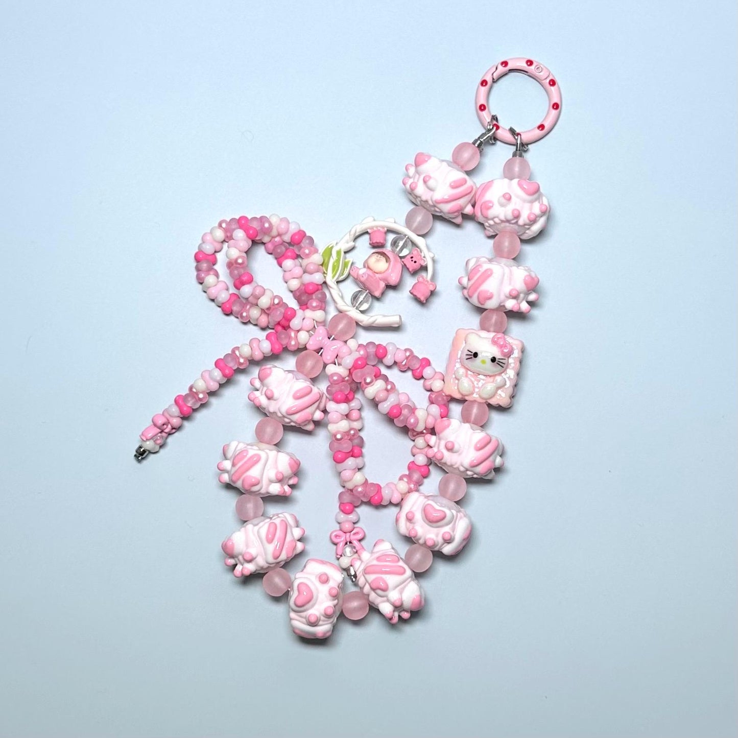 Pink Hello Kitty inspired Hand Painted Phone Strap | Bag Charm