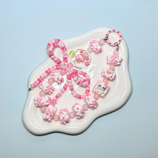 Pink Hello Kitty inspired Hand Painted Phone Strap | Bag Charm