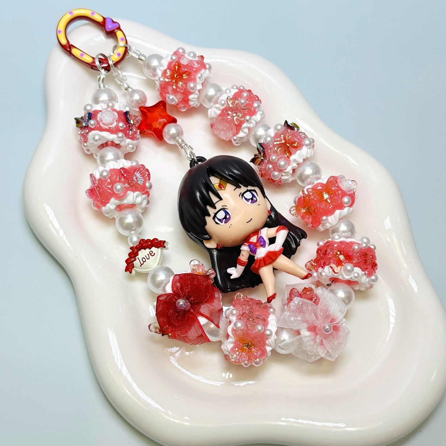 Sailor Scouts Dolls with Hand Painted Bead Phone Strap | Purse Chain