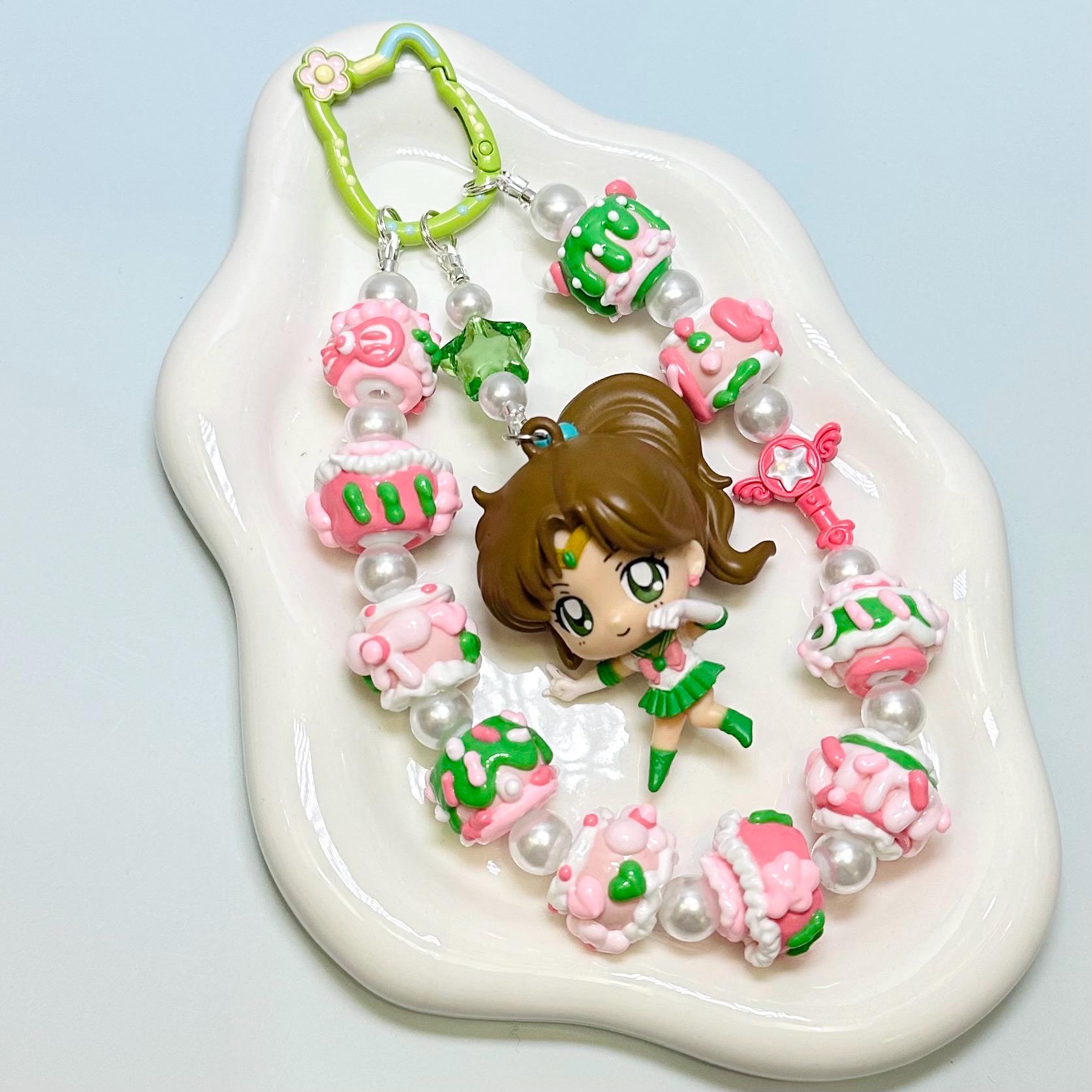 Sailor Scouts Dolls with Hand Painted Bead Phone Strap | Purse Chain