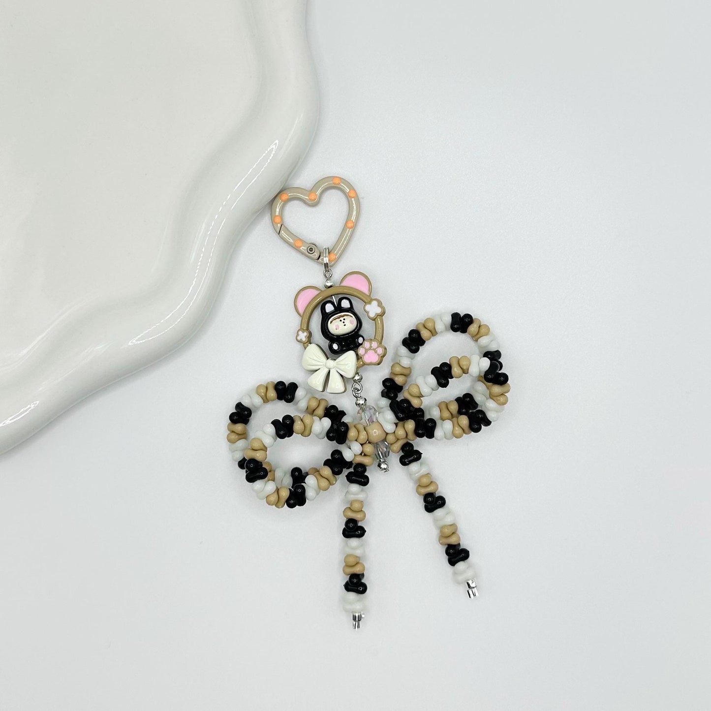 AMLLS Bunny Metal Bead With Bow Keychain | Bag charm