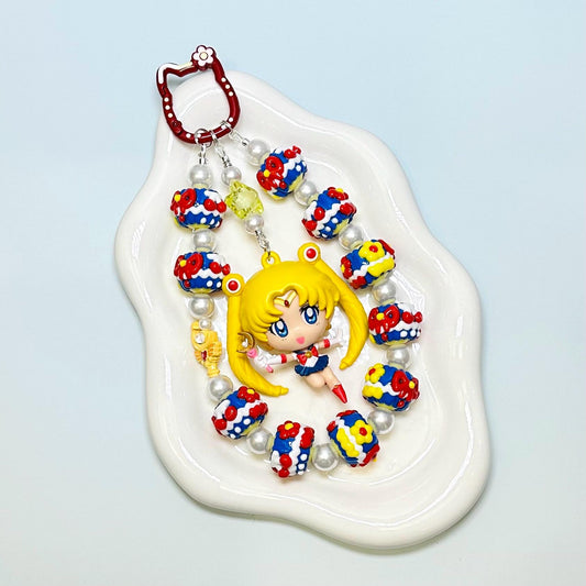 Sailor Scouts Dolls with Hand Painted Bead Phone Strap | Purse Chain