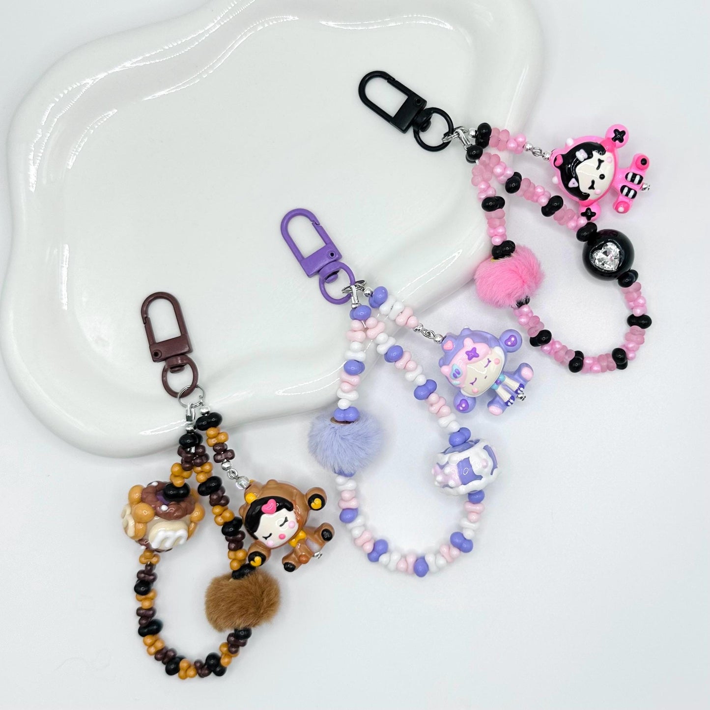 Skullpanda inspired Hand Painted Bead AirPod Charm | Keychain | Bag charm