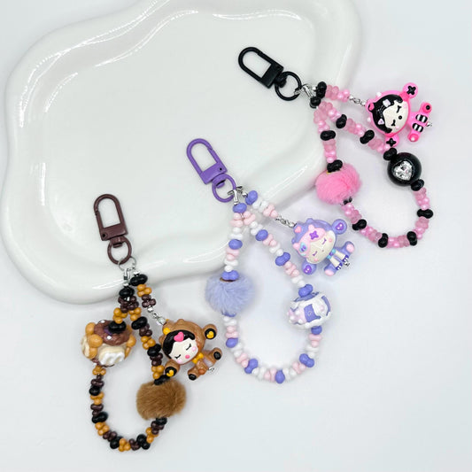 Skullpanda inspired Hand Painted Bead AirPod Charm | Keychain | Bag charm