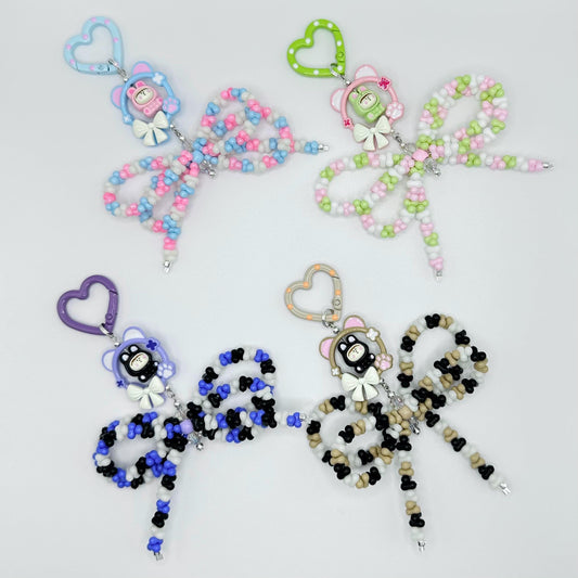 AMLLS Bunny Metal Bead With Bow Keychain | Bag charm