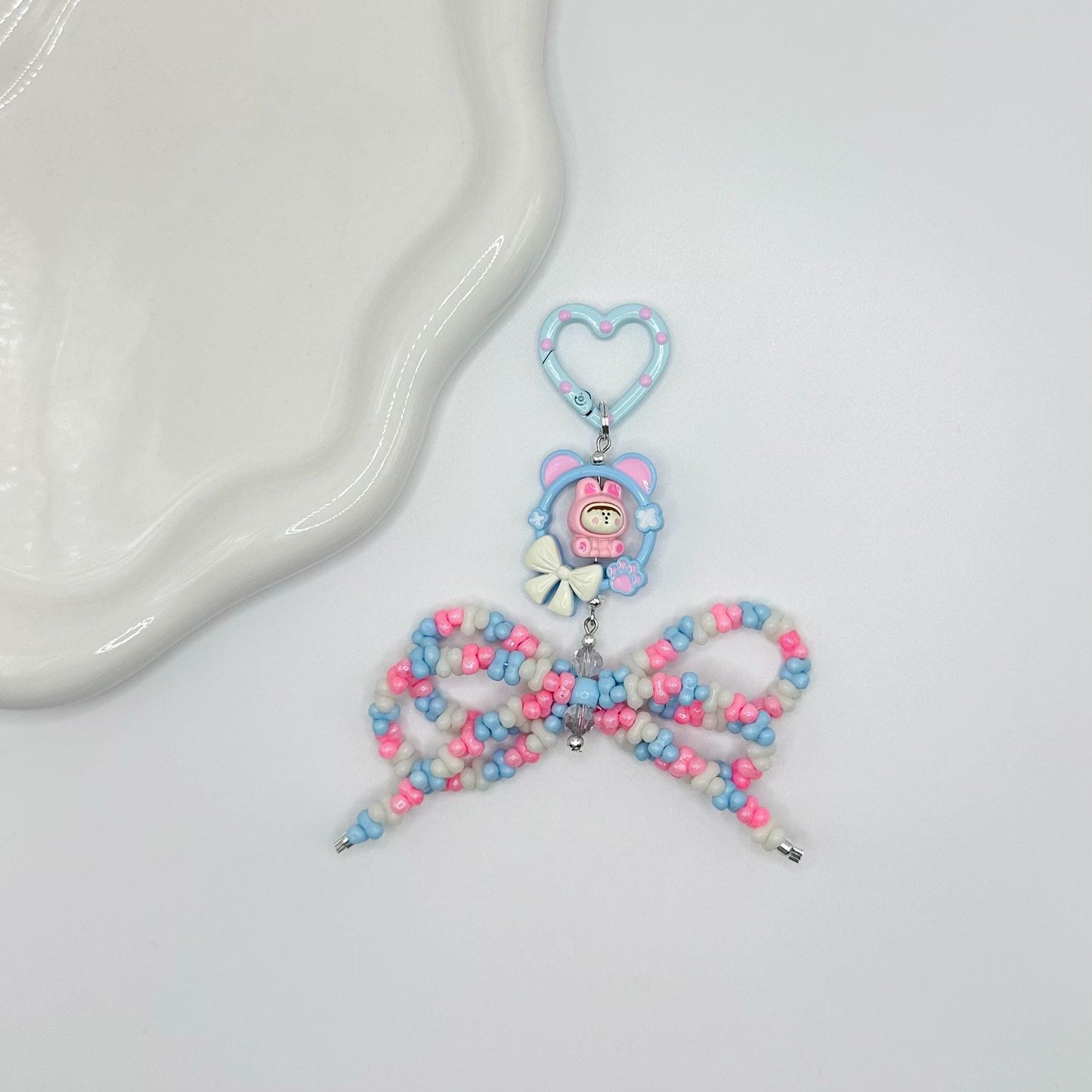 AMLLS Bunny Metal Bead With Bow Keychain | Bag charm