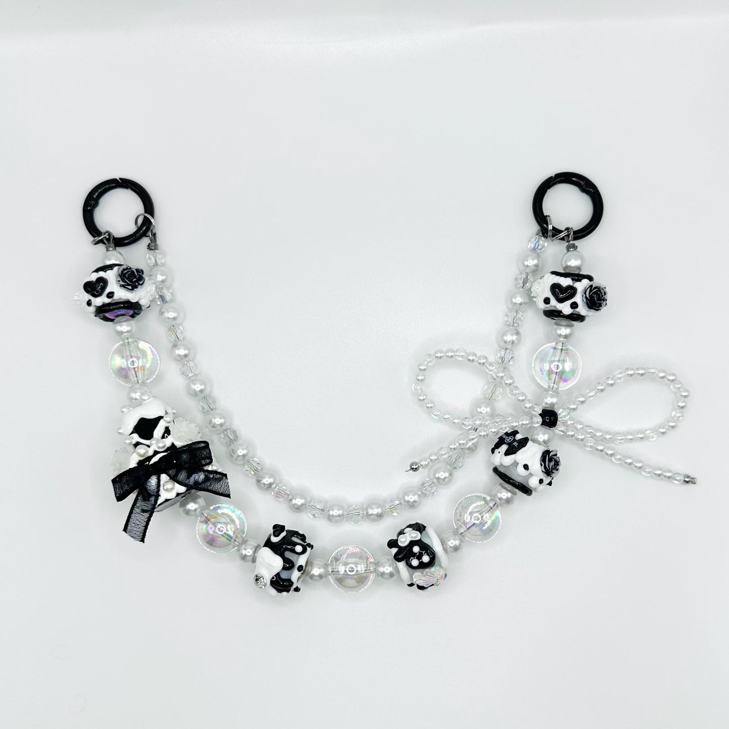 Black and White Hand Painted Purse Chain | Phone Chain