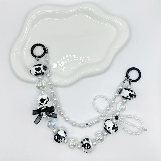 Black and White Hand Painted Purse Chain | Phone Chain