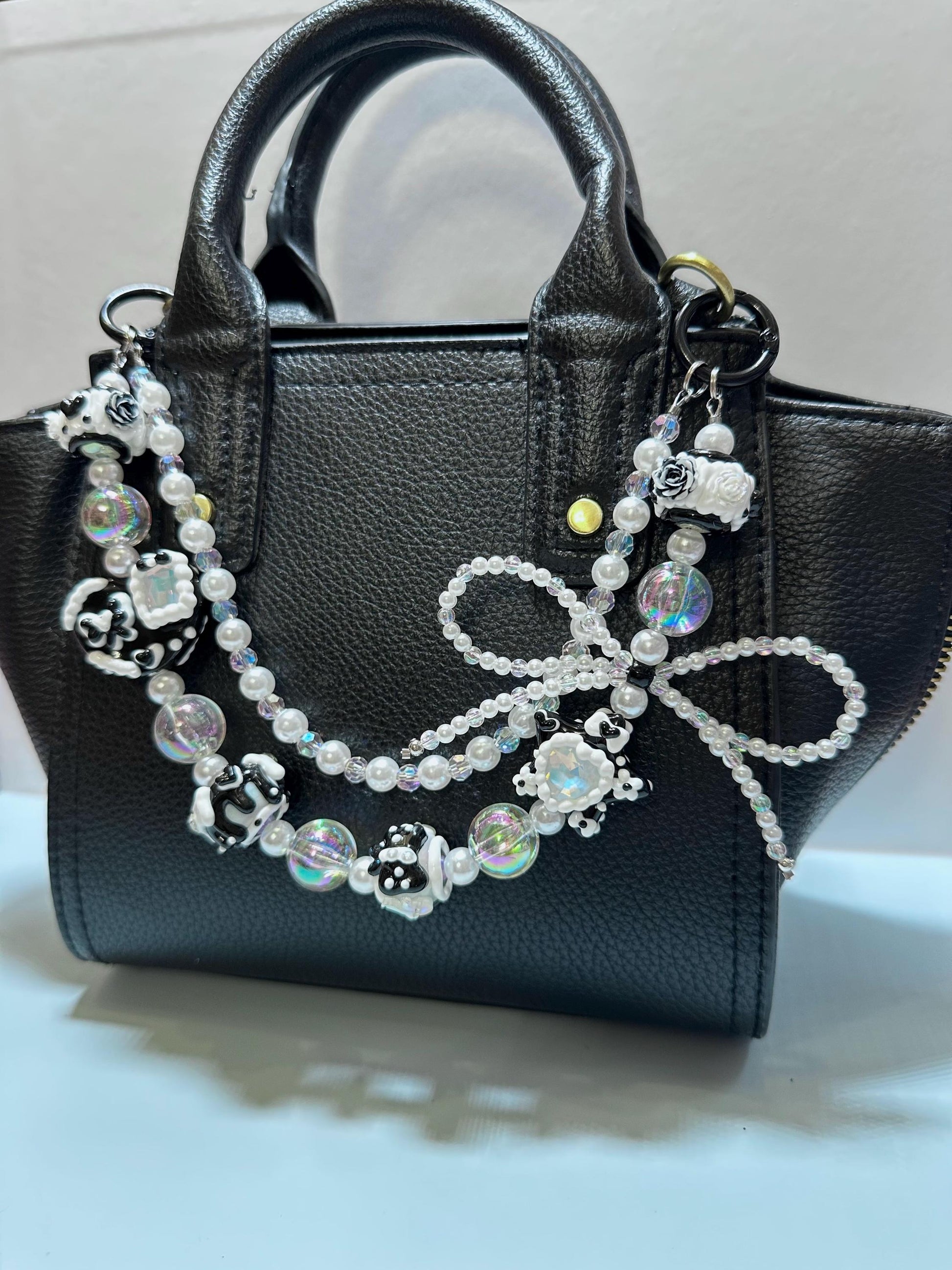 Black and White Hand Painted Purse Chain | Phone Chain