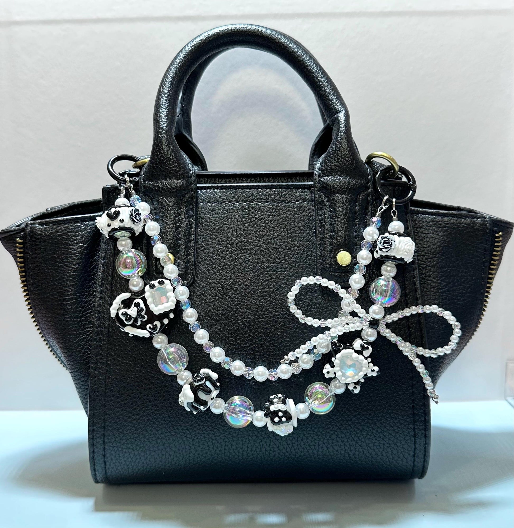 Black and White Hand Painted Purse Chain | Phone Chain