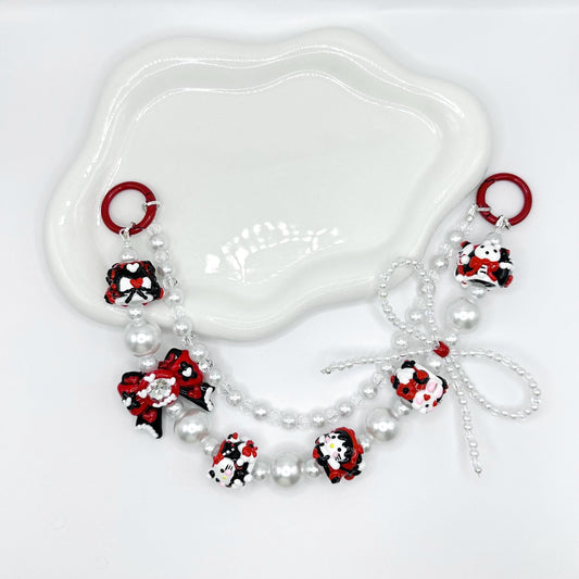 Red and Black Hand Painted Purse Chain | Phone Chain