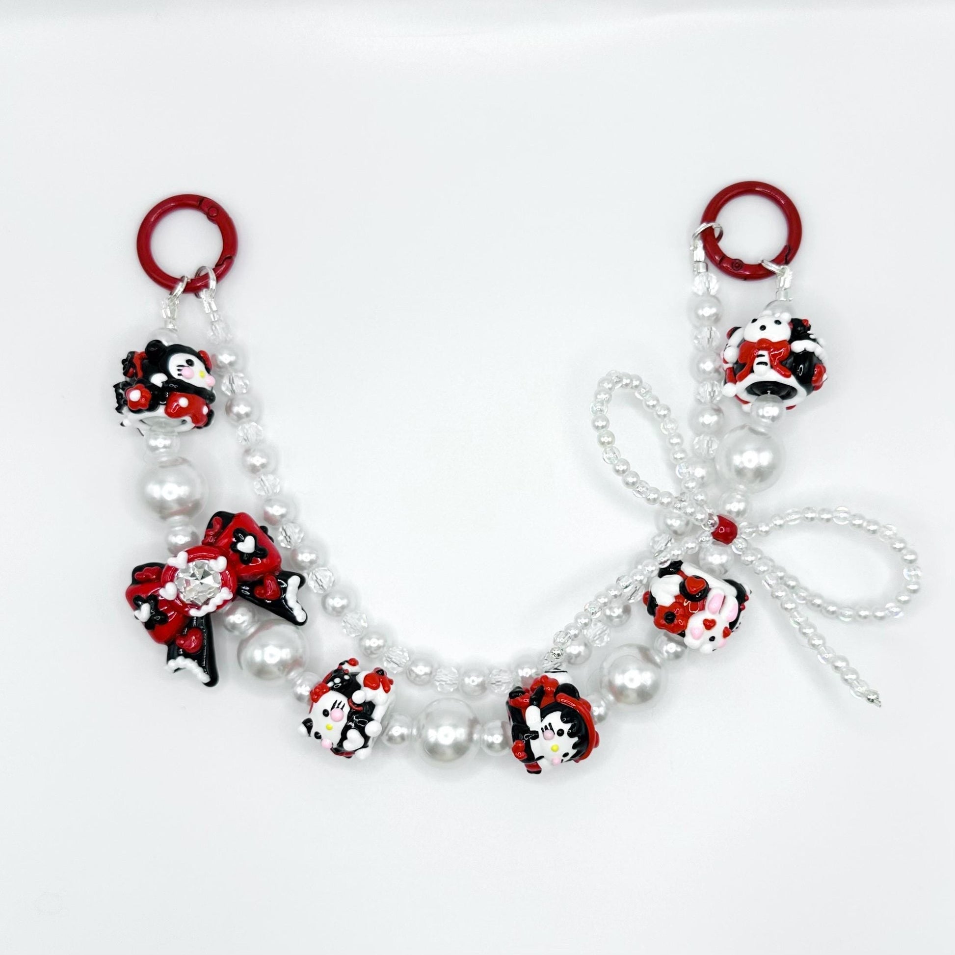 Red and Black Hand Painted Purse Chain | Phone Chain
