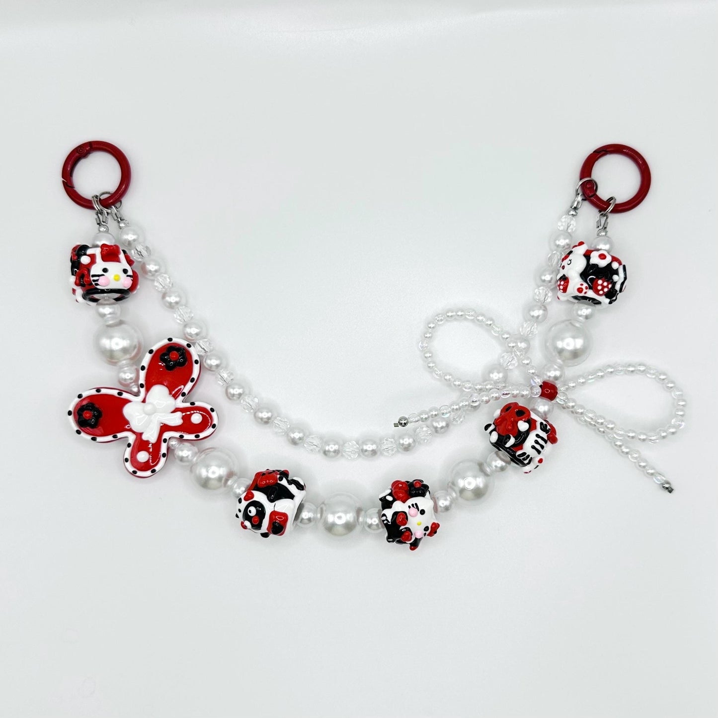 Red and Black Hand Painted Purse Chain | Phone Chain