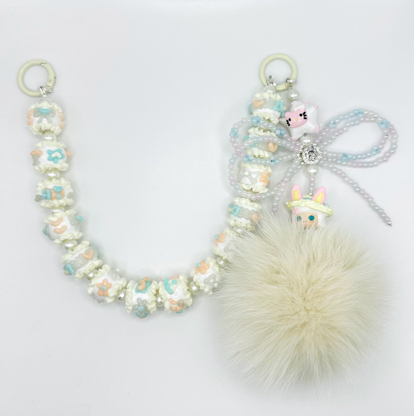 Molly Cream Purse Chain | Beaded Bag Charm | Hand-painted Beads | Purse Charm | Bag Charm Accessories | Molly | Popmart Doll