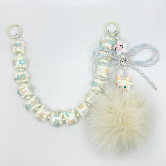 Molly Cream Purse Chain | Beaded Bag Charm | Hand-painted Beads | Purse Charm | Bag Charm Accessories | Molly | Popmart Doll