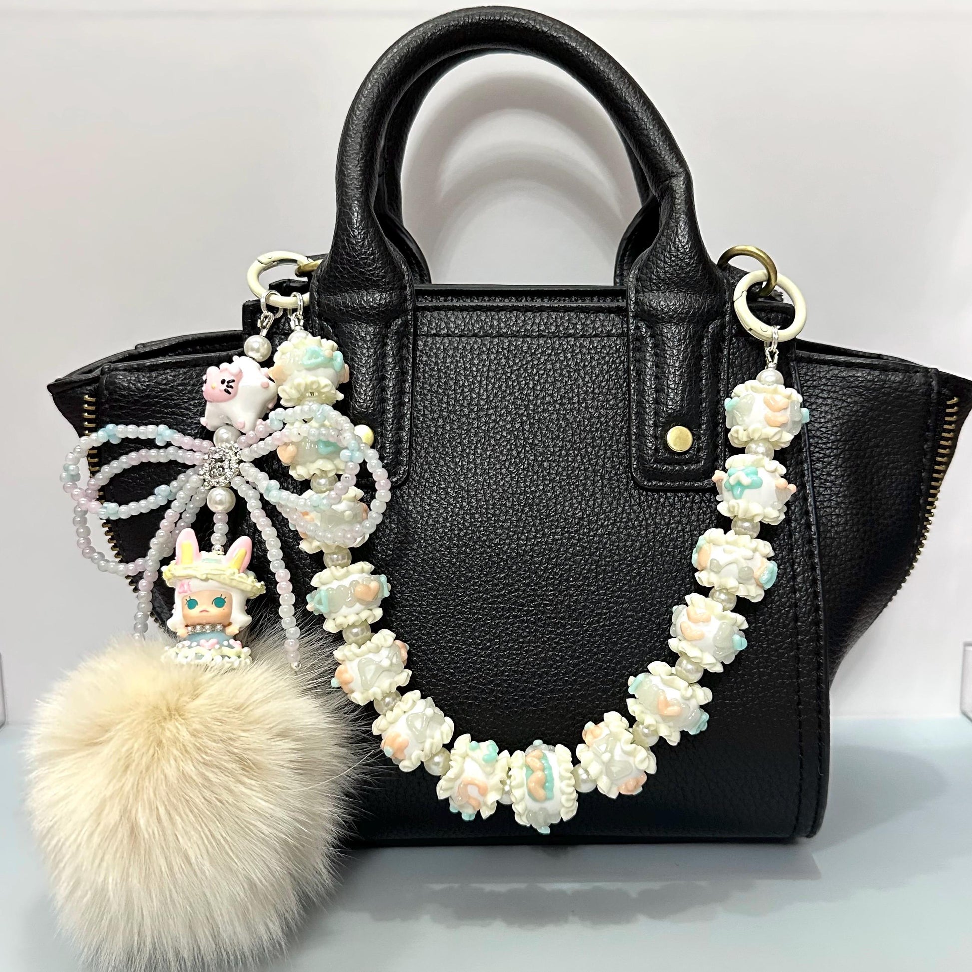 Molly Cream Purse Chain | Beaded Bag Charm | Hand-painted Beads | Purse Charm | Bag Charm Accessories | Molly | Popmart Doll