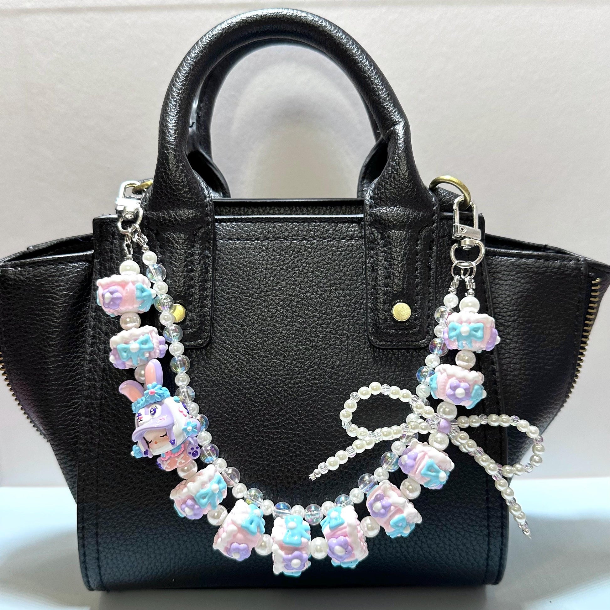 Skullpanda inspired Purple and Blue Hand Painted Purse Chain