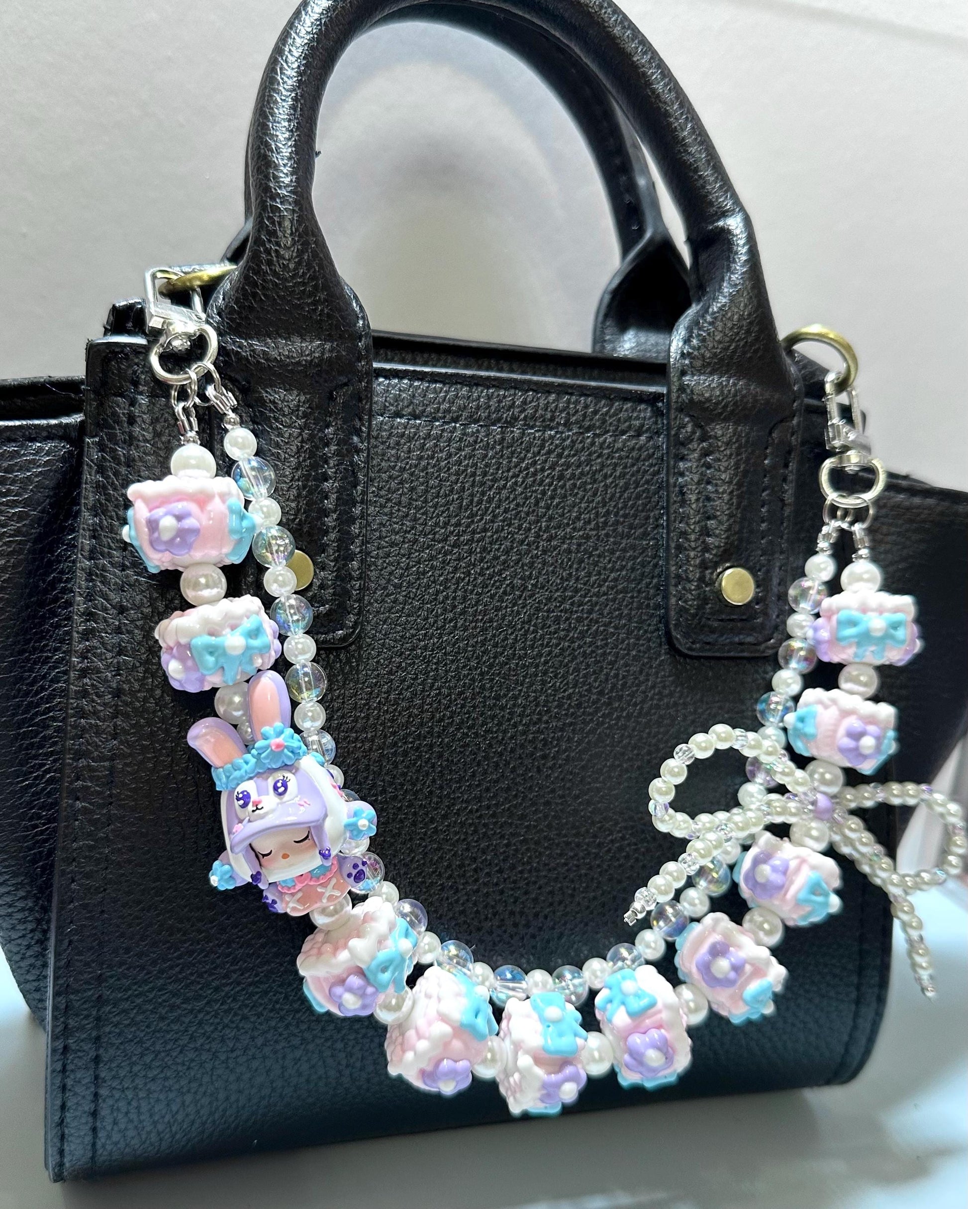 Skullpanda inspired Purple and Blue Hand Painted Purse Chain