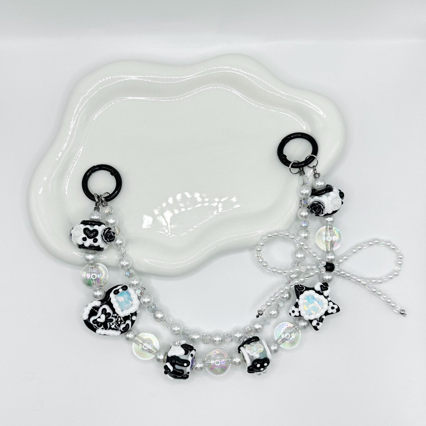 Black and White Hand Painted Purse Chain | Phone Chain