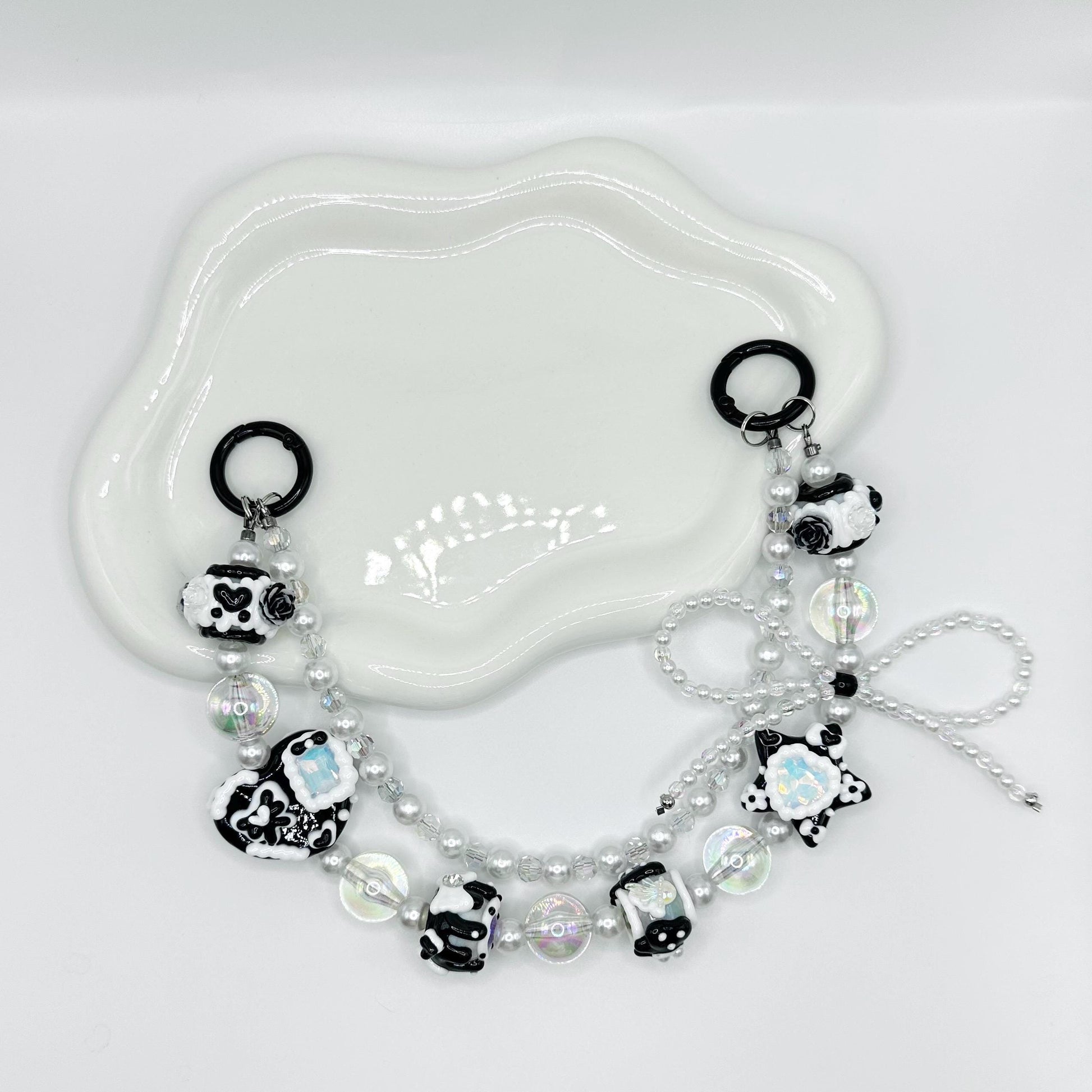 Black and White Hand Painted Purse Chain | Phone Chain