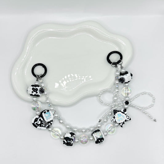 Black and White Hand Painted Purse Chain | Phone Chain