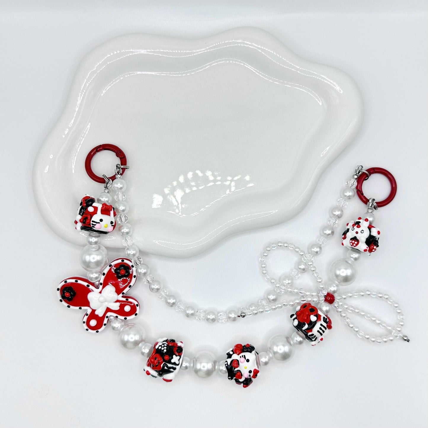 Red and Black Hand Painted Purse Chain | Phone Chain