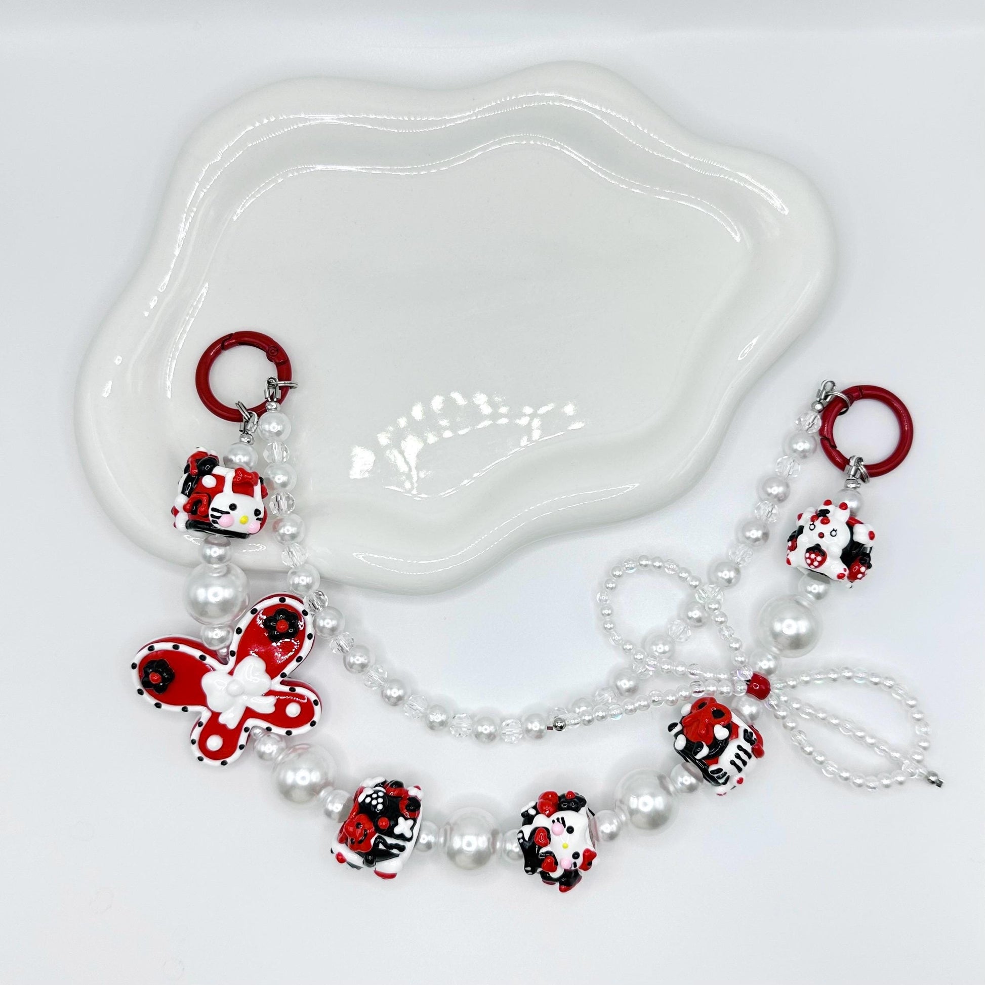 Red and Black Hand Painted Purse Chain | Phone Chain