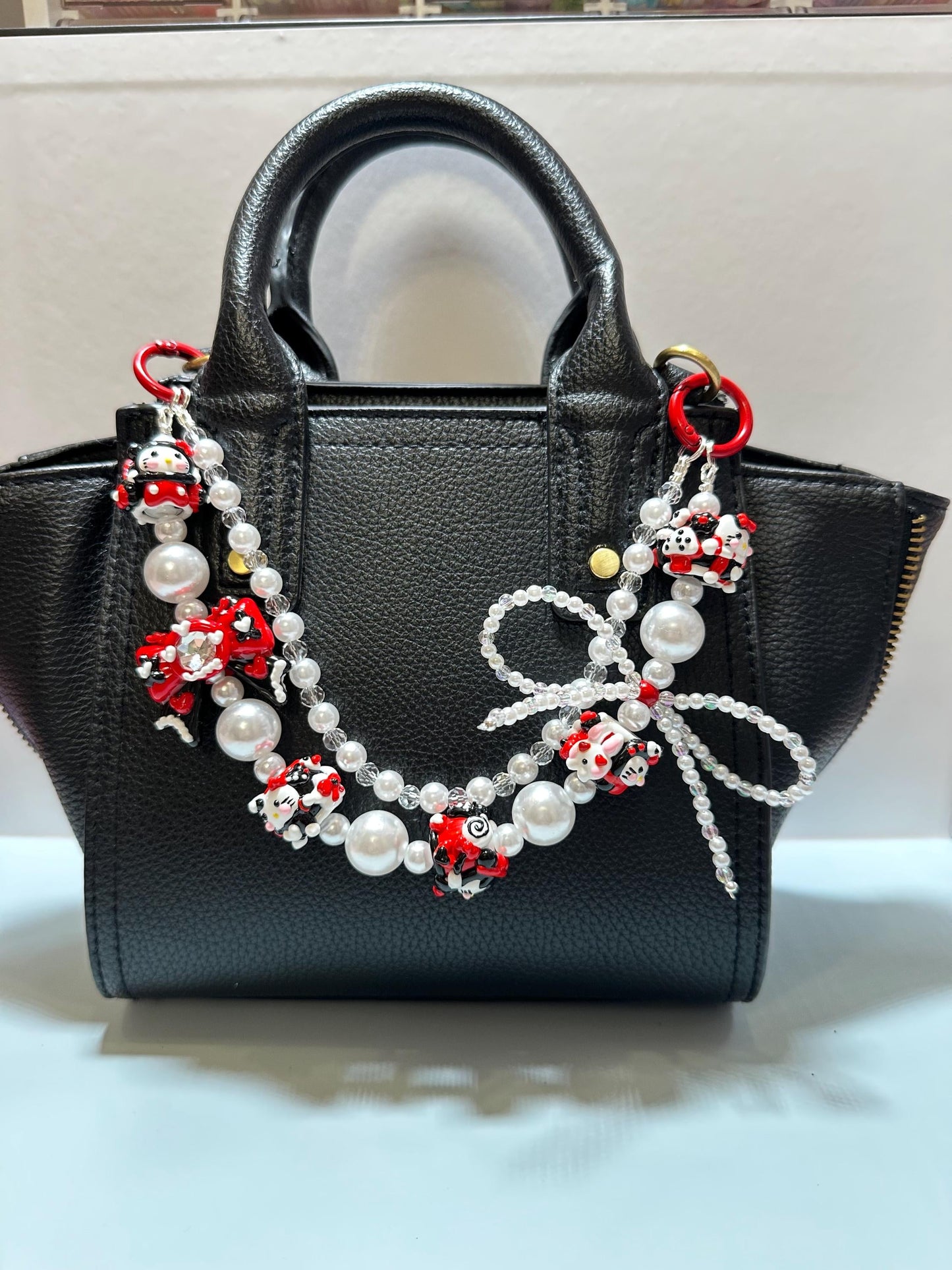 Red and Black Hand Painted Purse Chain | Phone Chain
