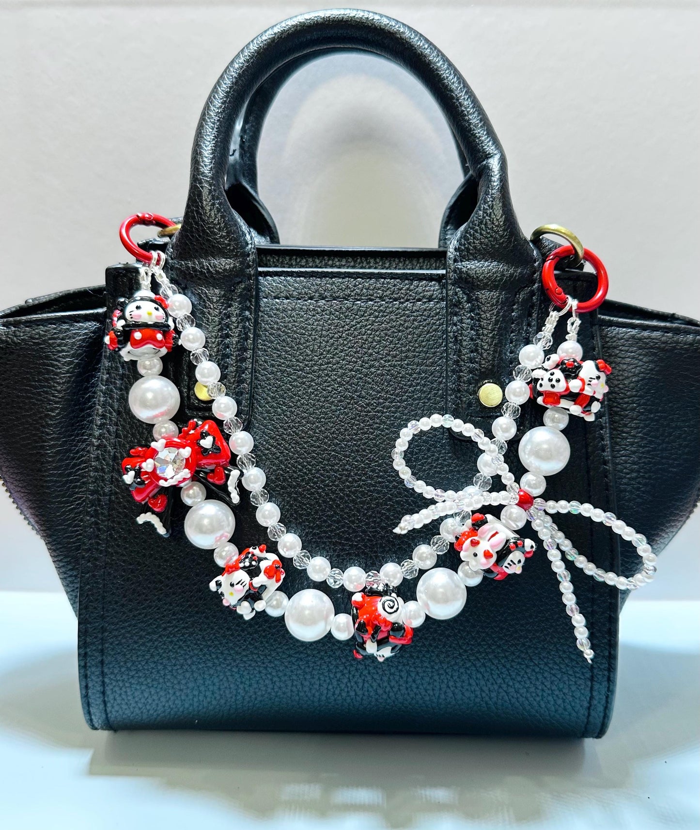 Red and Black Hand Painted Purse Chain | Phone Chain