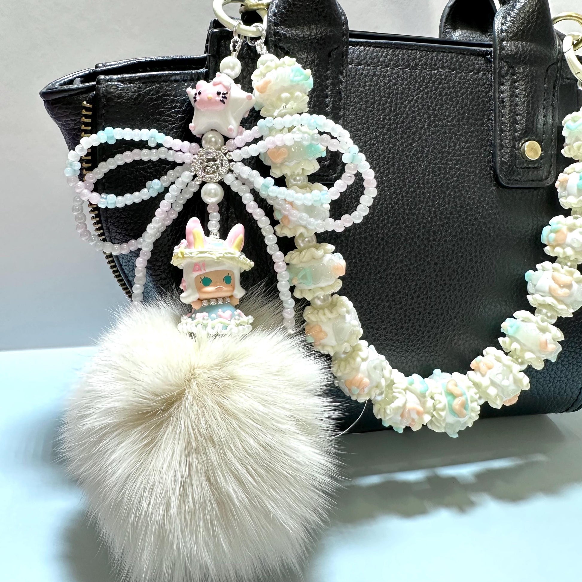 Molly Cream Purse Chain | Beaded Bag Charm | Hand-painted Beads | Purse Charm | Bag Charm Accessories | Molly | Popmart Doll