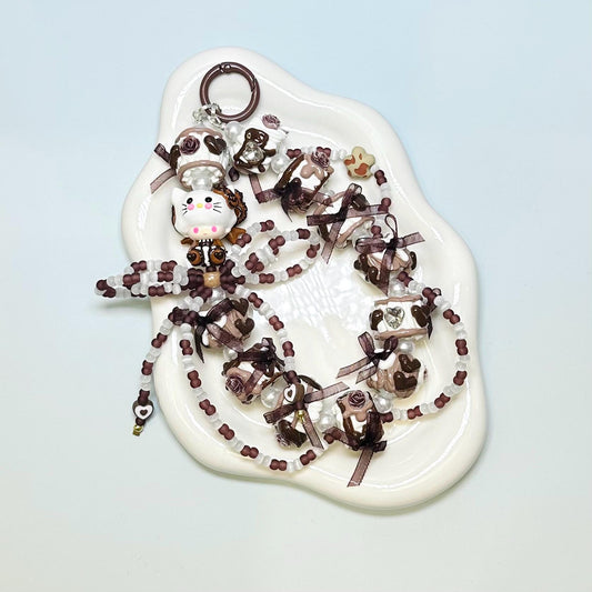Dark Brown Dimoo Hand Painted Phone Strap | Bag Charm