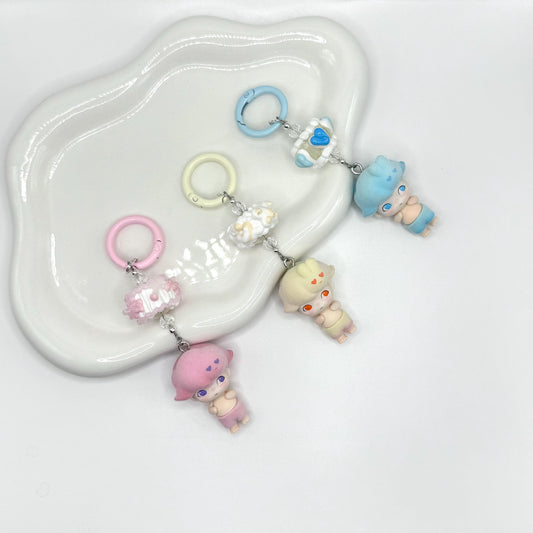Dimoo Fuzzy Mini Figure Keychain | Bag Charm