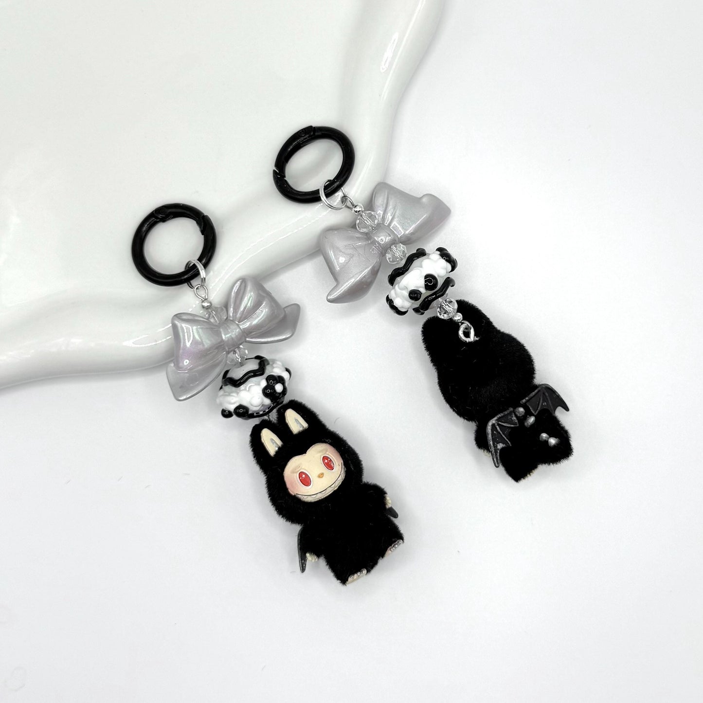 The Monsters Labubu zimomo figures with Hand Painted Bead Keychain | Bag charm | Phone charm | Handmade Beads | Popmart Bead