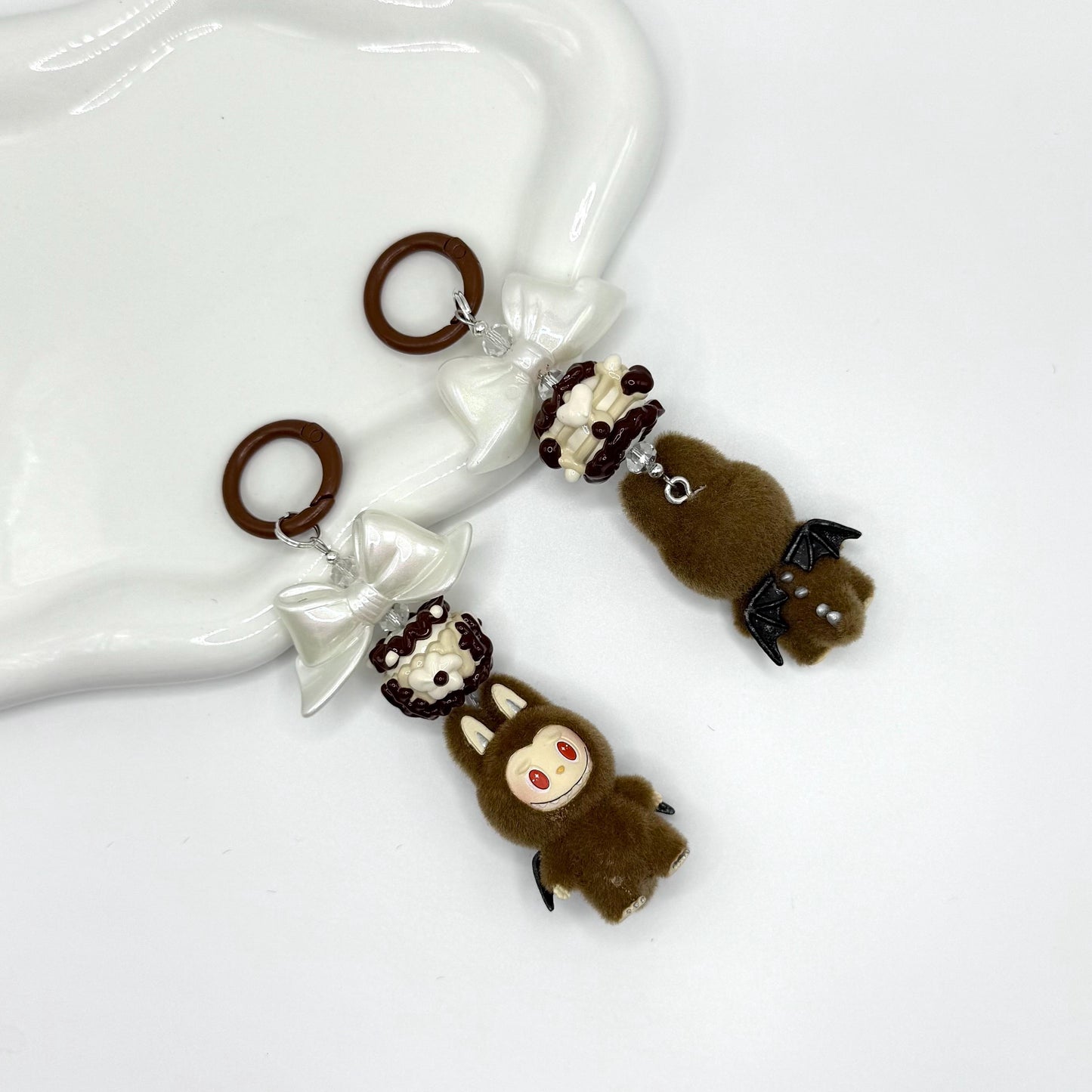 The Monsters Labubu zimomo figures with Hand Painted Bead Keychain | Bag charm | Phone charm | Handmade Beads | Popmart Bead