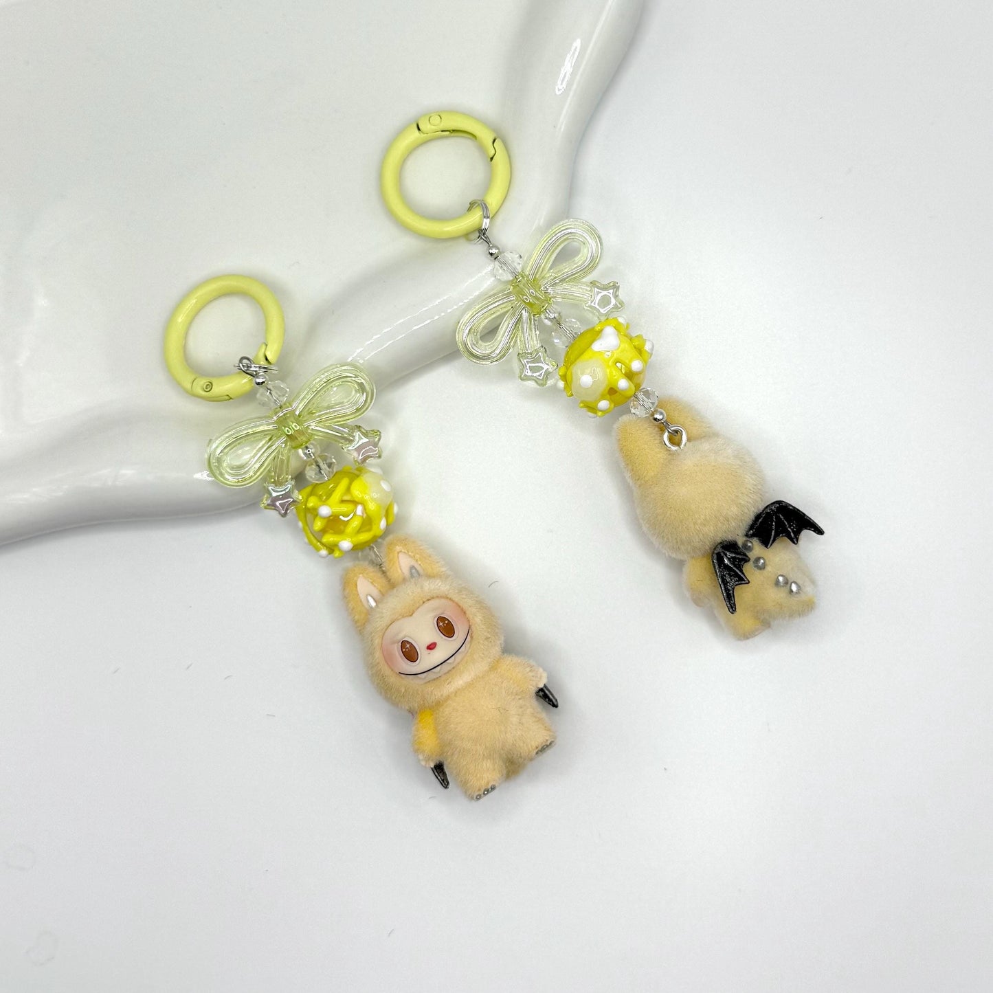 The Monsters Labubu zimomo figures with Hand Painted Bead Keychain | Bag charm | Phone charm | Handmade Beads | Popmart Bead