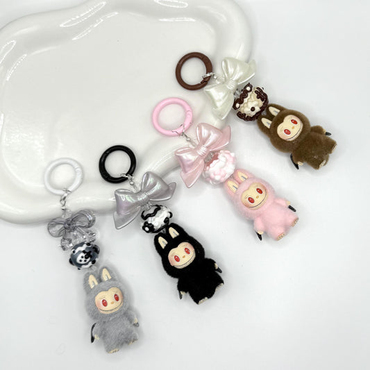 The Monsters Labubu zimomo figures with Hand Painted Bead Keychain | Bag charm | Phone charm | Handmade Beads | Popmart Bead